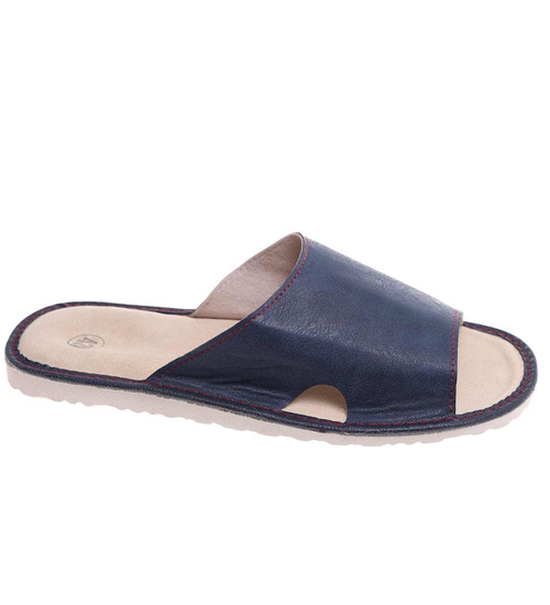 Grantowe męskie klapki domowe ze skóry naturalnej /B6-1 4980 S175/