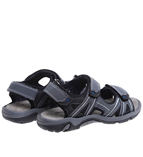 Szare chłopięce sandały na rzepy /A8-3 16507  T3/