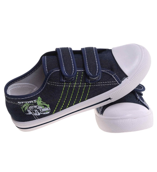 Granatowe tenisówki chłopięce na rzepy /C5-1 18031 T189/