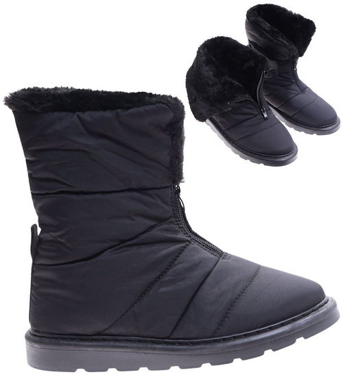 Czarne kozaki śniegowce z futerkiem /G11-3 17008 G284/