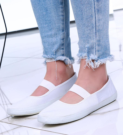 Baleriny tenisówki wsuwane białe czeszki /G6-1 15528 T4-3/