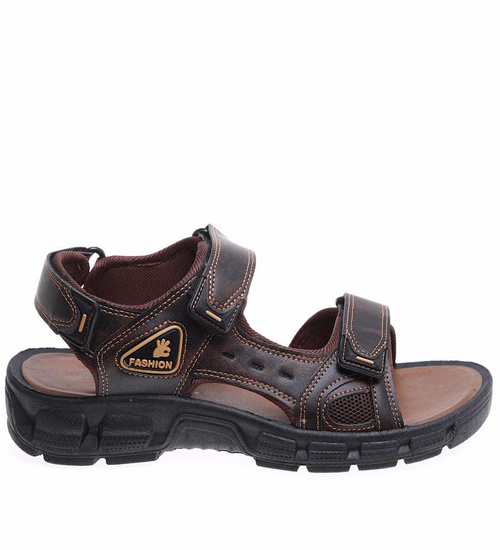 Brązowe męskie sandały rzymianki /B7-1 16502 T300/