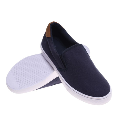 Czarno brązowe męskie trampki slip on ost519