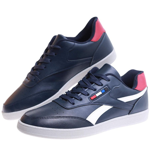 Sznurowane granatowe trampki męskie /B2-2 18146 T226/