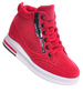 Czerwone sneakersy damskie na ukrytym koturnie /F2-3 10773 T630/