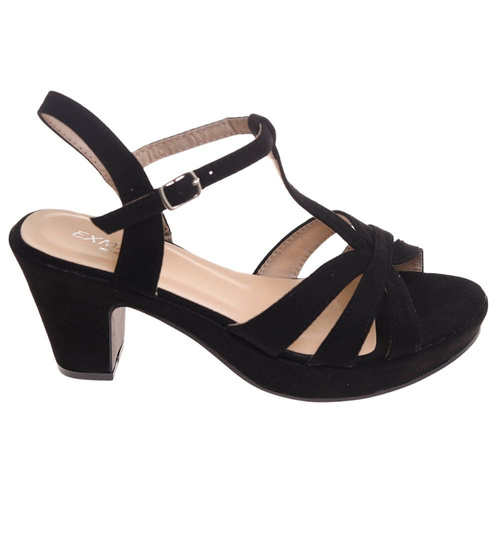 Sandały damskie Czarne sandały na platformie /B4-3 17843 G185/