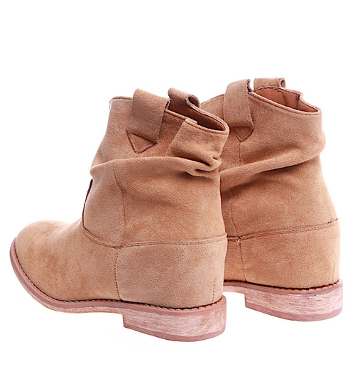 Botki damskie Lekko ocieplone Karmelowe /F5-2+h2 14738 T290/ 