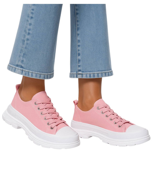 Różowe trampki damskie na platformie /B5-2 12428 S198/