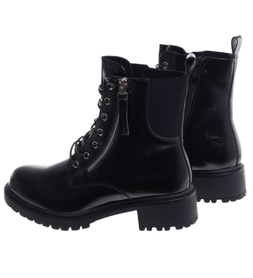 Czarne błyszczące botki trapery glany /D2-3 18380 W4/