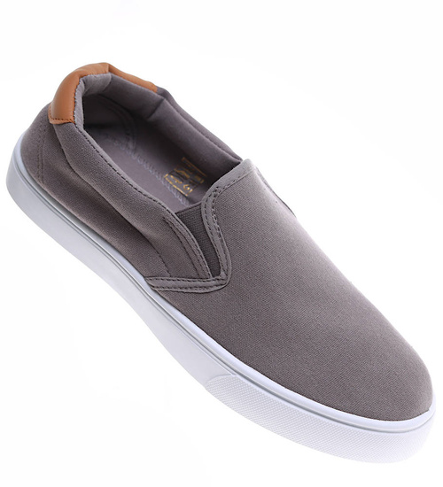 Szaro brązowe męskie trampki slip on /A1-3 16515 T286/