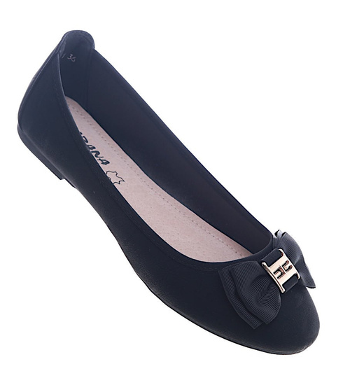 Dziewczęce czarne balerinki kokardka /A3-2 13296 T290/