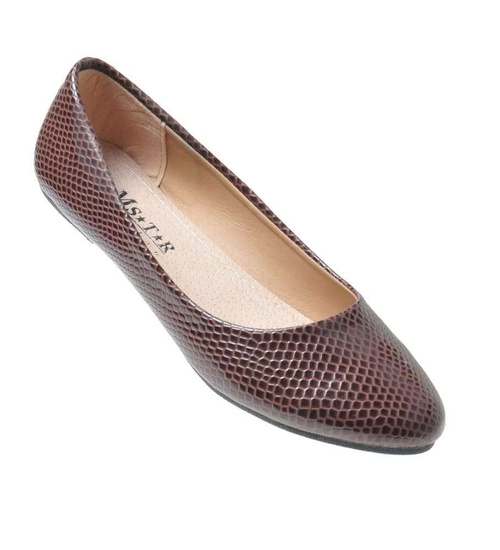 Modne damskie balerinki Brązowe /E7-2 7378 S078/