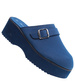 Piankowe klapki na wysokiej platformie Granatowe /D8-2 8209 S096/