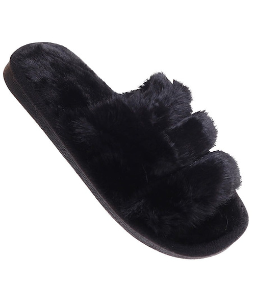 Pluszowe czarne kapcie dziewczęce /G11-1 17159 G8-6/
