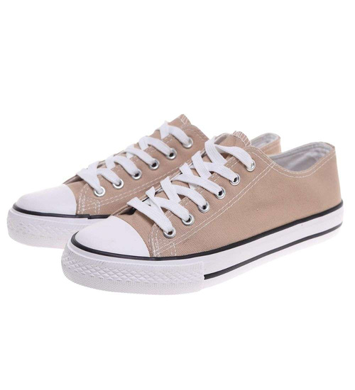 Klasyczne trampki damskie z niską cholewką khaki /G1-2 18673  G185/