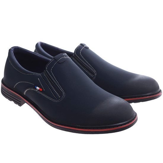 Wsuwane męskie półbuty granatowe pantofle /D8-2 14663 T496/