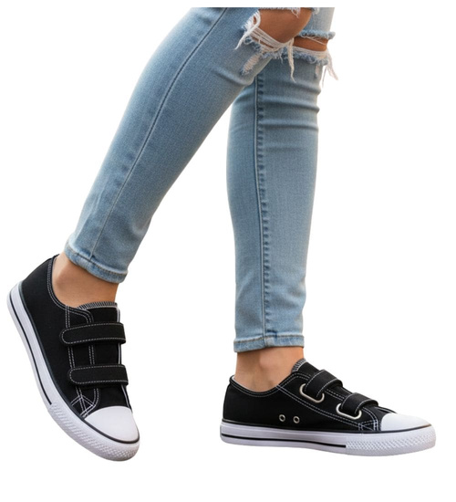 Czarne tenisówki dla dziewczynki na rzepy /D2-2 18637 T286/