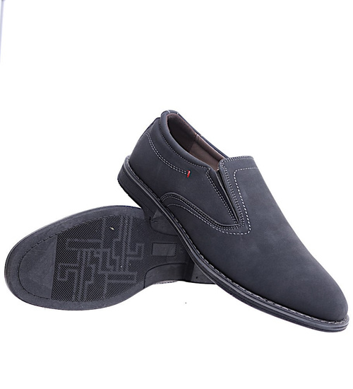 Wsuwane męskie półbuty czarne pantofle /D6-2 15300 T454/