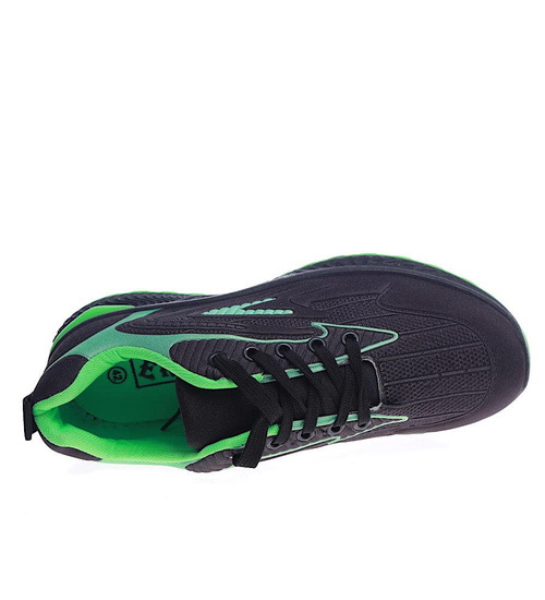 Czarno zielone męskie buty sportowe /C6-3 13424 T346/