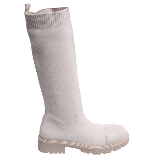 Elastyczne beżowe kozaki damskie /G4-3 18076 T366/