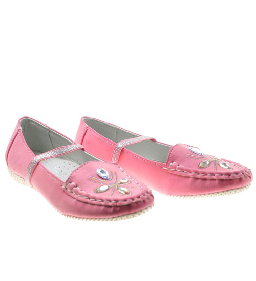 Dziewczęce balerinki z gumką Czerwone /C6-2 7966 S088/