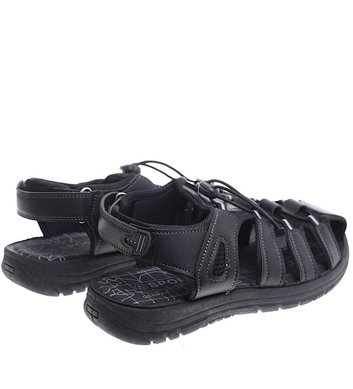 Czarne męskie sandały na rzepy /F6-3 16457 S236/