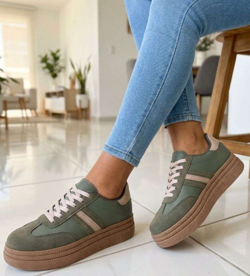 Zielone trampki na platformie /E2-1 18812 W288/