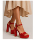 Czerwone sandały damskie na słupku i platformie /C5-1 12207 G18-45 +H2/
