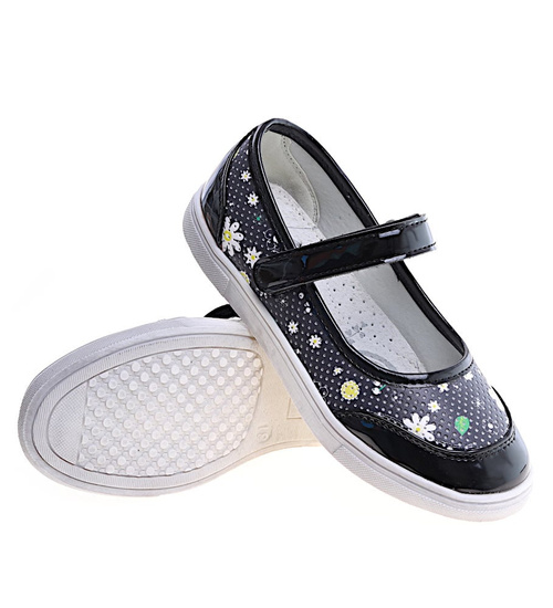 Czarne dziewczęce baleriny z  paseczkiem /A6-2 14942 S089/