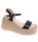 Sandały damskie na koturnie i platformie Czarne espadryle /G9-3 17904 G187/