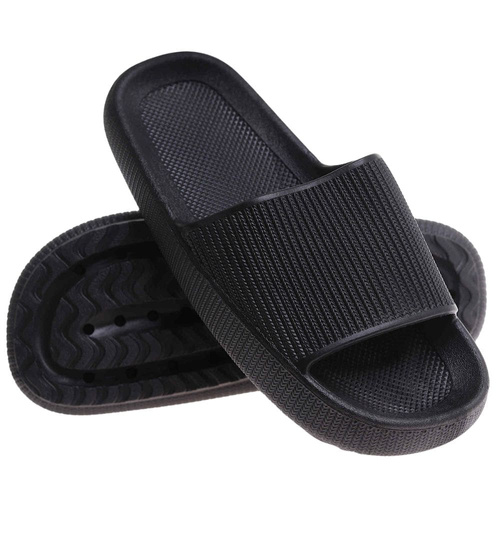 Czarne wodoodporne klapki plażowe /A6-1 17724 G089/