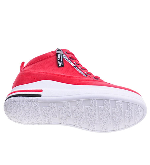 Czerwone sneakersy damskie na ukrytym koturnie /F2-3 10773 T630/