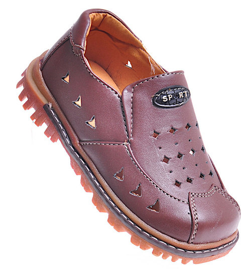 Wygodne półbuty chłopięce na rzepy Brązowe /D5-2 11788 T192/