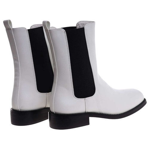 Białe botki sztyblety z ociepleniem /J6-4 H2 18445 T187/