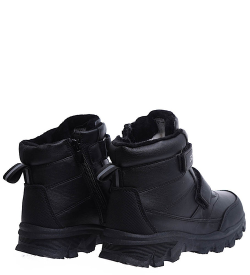 Czarne chłopięce trapery ocieplane na rzepy /E8-2 15344 T549/