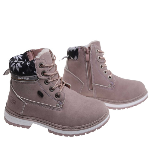 Ocieplane różowe botki trapery dziewczęce /D2-2 18295 T384/