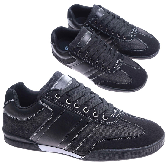 Sznurowane czarne trampki męskie /E6-2 8129  GF585/