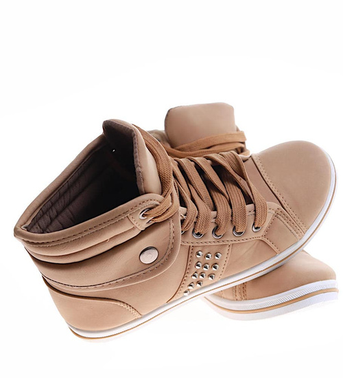 Dziewczęce trampki z wysoką cholewką Khaki /G4-1 7952 S192/