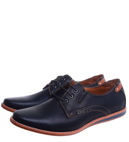 Czarne sznurowane półbuty męskie /C1-1+h2 10260 S386/