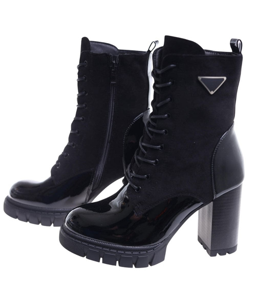 Czarne botki na obcasie /B1-1 +H2 18329 W305/