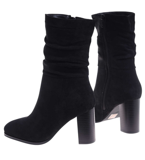Czarne eleganckie botki na obcasie /C5-1 18410 W482/