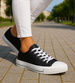 Czarno białe niskie trampki męskie /B3-2 17985 T232/