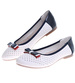 Biało granatowe ażurowe balerinki damskie z kokardką /A6-3 16150 T196/
