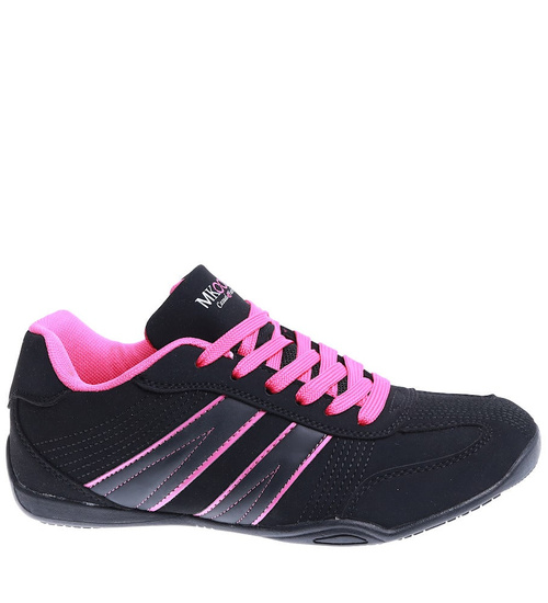 Czarno fuksjowe buty sportowe z wiązaniami /D8-3 14978 S341/