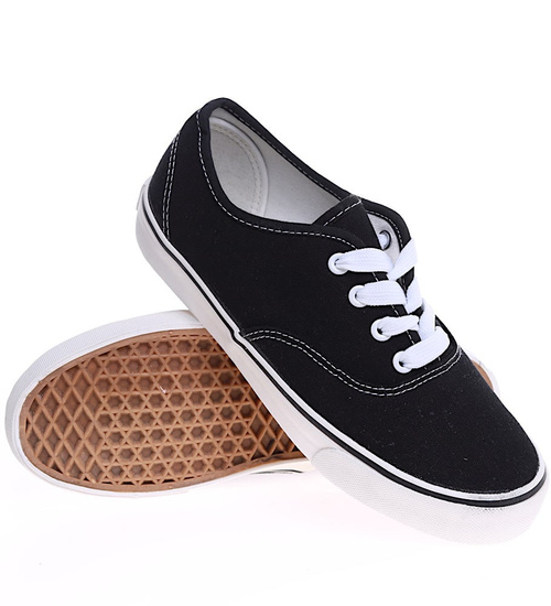 Czarne niskie tenisówki damskie z tkaniny /C1-3 15975  G152/