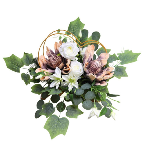 Duży stroik Żółto fioletowe kwiaty KOMP142 M700