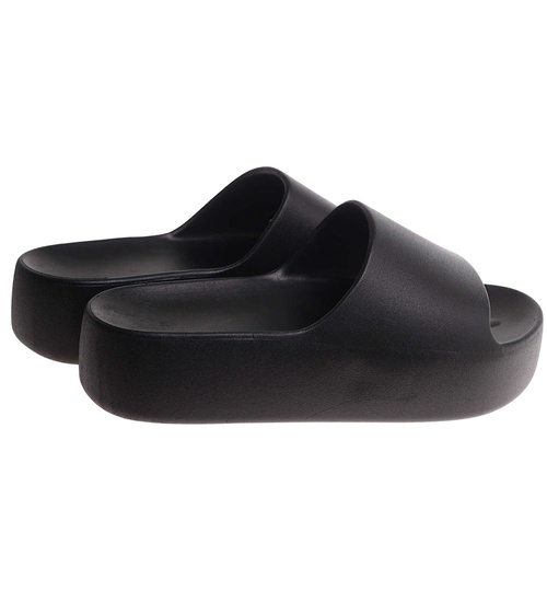 Czarne wodoodporne klapki plażowe na platformie /C1-3 17847 G182/