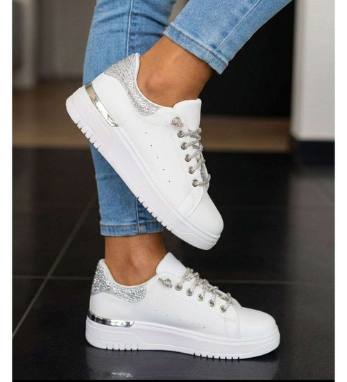 Białe wygodne trampki damskie /D1-3 18830 W285/