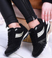 Czarne damskie buty sportowe z zamszu /E8-3 14000 S244/