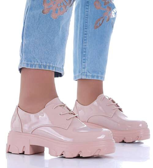 Cieliste sznurowane półbuty damskie /E10-2 16937 T246/